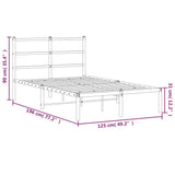 Metal Bed Frame without Mattress with Headboard White 120x190cm 355411