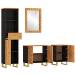 ZNTS 4 Piece Bathroom Cabinet Set Brown and Black Solid Wood Mango 3206291