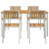 Outdoor Dining Set 5 pcs Solid Acacia Wood and Stainless Steel 3334791