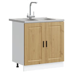 Sink Base Cabinet with Door Porto 2 pcs Brown 80 x 46 x 84.5 cm 3315030