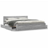 Bed Frame with Headboard without Mattress Grey Sonoma 200x200 cm 3295539