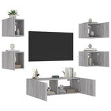 5 Piece TV Wall Cabinets with LED Lights Grey Sonoma 3216865