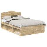 Bed Frame Sonoma Oak 135 x 190 cm Solid Pine Wood 3412909