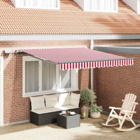 Retractable Awning Manual Red and white 350 x 250 cm Fabric 3330272