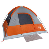 Camping Tent Dome 4-Person Grey and Orange Waterproof 94701