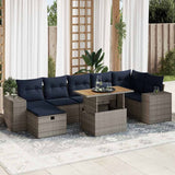 8 Piece Garden Sofa Set with Cushions Brown Poly Rattan Acacia 3328097