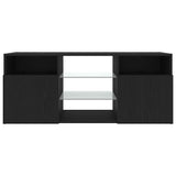 TV Cabinet with LED Lights Black Oak 120x30x50 cm Engineered Wood 862035