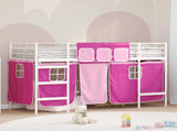 Kids'Loft Bed Frame with Curtains White and Pink 75 x 190 cm 42020822