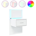 ZNTS Wall-mounted Bedside Cabinet with LED Lights White 848157