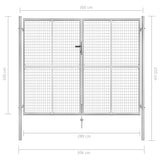 Garden Gate Galvanised Steel 306x200 cm Silver 144766