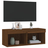 TV Cabinet with LED Lights Brown Oak 80x30x30 cm 837153