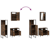 3 Piece Bathroom Furniture Set Smoked Oak Engineered Wood 3214817