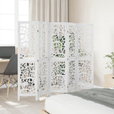 ZNTS Room Divider 5 Panels White Solid Wood Paulownia 358741