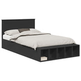 Bed Frame with Shelf Manual Black 120 x 190 cm Engineered Wood 3408383