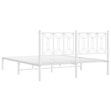 Metal Bed Frame without Mattress with Headboard White 160x200cm 376180