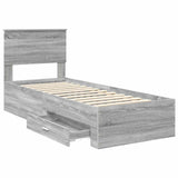 Bed Frame Grey Sonoma and Silver 75 x 190 cm Engineered Wood 3410963