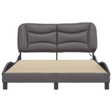 Bed Frame with LED without Mattress "Hvar" Grey 140x190 cm 3213930