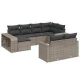 ZNTS 10 Piece Garden Sofa Set with Cushions Grey Poly Rattan 3228900