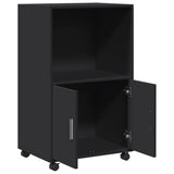 Rolling Cabinet Black 55x40x91 cm Engineered Wood 853183