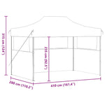 Professional Folding Party Tent with 3 Sidewalls 280x410x315 cm Steel White 48899