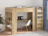 Loft Bed Frame with Desk Sonoma Oak 90 x 200 cm Engineered Wood 3410453