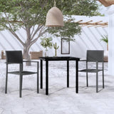 Garden Dining Set Black Powder-Coated Steel Standard Durable 3099263