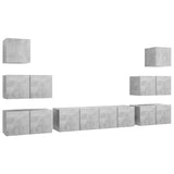 8 Piece TV Cabinet Set Concrete Grey Engineered Wood 3079134