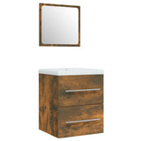 Sink Cabinet with Built-in Basin Smoked Oak Engineered Wood 3114168