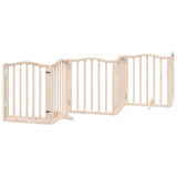 Dog Gate with Door Foldable 6 Panels 300 cm Poplar Wood 352205