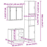 3 Piece Bathroom Furniture Set Grey Sonoma Engineered Wood 3301078
