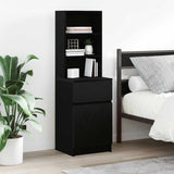 Bedside Cabinet Black 39x35x125 cm Engineered Wood 861311