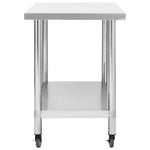 ZNTS Kitchen Work Table with Wheels 80x60x85 cm Stainless Steel 51636