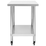 ZNTS Kitchen Work Table with Wheels 80x60x85 cm Stainless Steel 51636