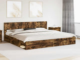 Bed Frame with Storage and Headboard Smoked Oak 180 x 200 cm 3414183