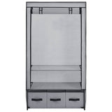 Wardrobe Grey Polyester, Iron Medium Collapsible Wardrobe 282460