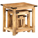 ZNTS Nesting Side Tables 3 pcs Solid Rough Wood Mango 358502