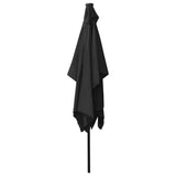 Garden Parasol with LEDs and Steel Pole Black 2x3 m 313792