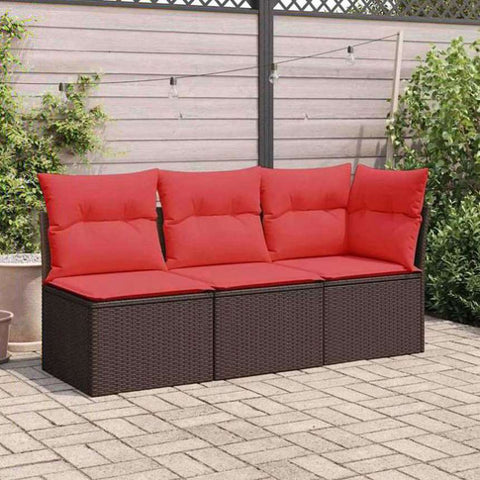 Garden Sofa with Cushion 3 pcs Brown Poly rattan 366238