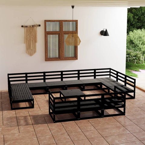 14 Piece Garden Lounge Set Solid Pinewood 3076238