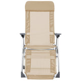 Folding Camping Chairs with Footrests 2 pcs Cream Textilene 360147