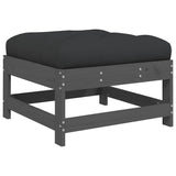 Garden Footstool with Cushion Grey Solid Wood Pine 825557
