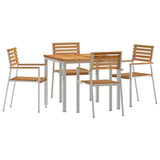 Garden Dining Set 5 pcs Solid Teak Wood and Stainless Steel 3334782