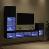 TV Wall Units with LED Strip Lights Black Oak Engineered Wood 3402949