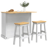Kitchen Island Set 3 pcs White and Honey Wax Solid-Pine 3425401