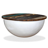 Coffee Table Solid Reclaimed Wood White Bowl Shape 245258
