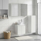 Bathroom Furniture Set 4 pcs White Engineered Wood and Glass 3407423