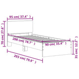 Bed Frame without Mattress with Headboard Concrete Grey 90x200 cm 838627