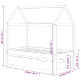Kids Bed Frame with a Drawer Dark Grey Solid Pine Wood 80x160cm 322143
