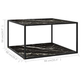 322914 Coffee Table Black with Black Marble Glass 90x90x50 cm