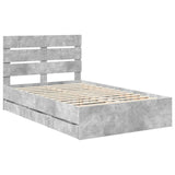 Bed Frame with Drawer Concrete Grey 120 x 190 cm Engineer Wood 3411850